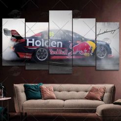 V8 Supercars Red Bull Ampol Racing Triple 8 Racing Jamie Whincup 2017 Car Model with Signature 5 pcs Canvas Wall Art