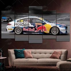 V8 Supercars Red Bull Ampol Racing Triple 8 Racing Jamie Whincup 2020 Car Model with Signature 5 pcs Canvas Wall Art