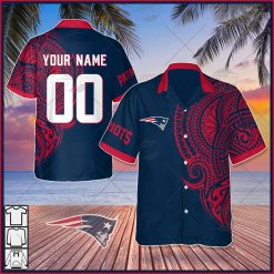Personalize NFL New England Patriots Polynesian Tattoo Design Hawaiian Shirt