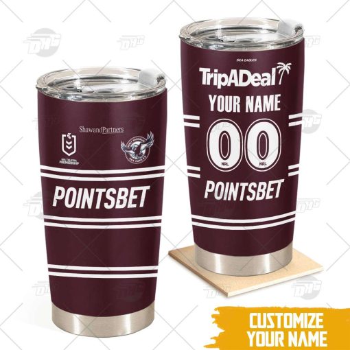 Personalise NRL Manly Warringah Sea Eagles 2022 Home Jersey Stainless Steel Tumbler 20oz 30oz