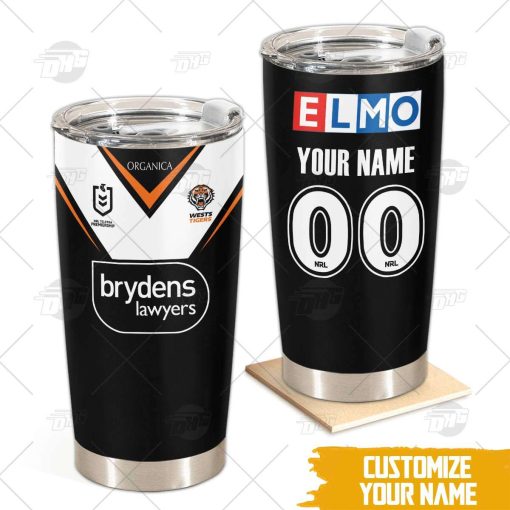 Personalise NRL Wests Tigers 2022 Home Jersey Stainless Steel Tumbler 20oz 30oz