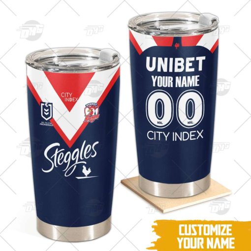 Personalise NRL Sydney Roosters 2022 Home Jersey Stainless Steel Tumbler 20oz 30oz