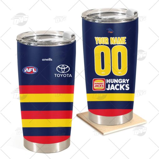 Personalise AFL Adelaide Crows 2022 Home Guernsey Stainless Steel Tumbler 20oz 30oz