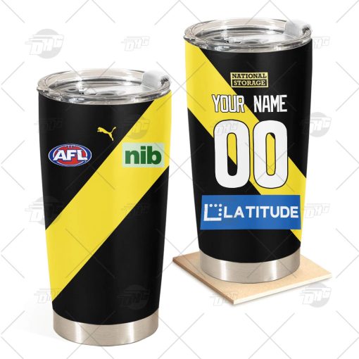 Personalise AFL Richmond Football Club 2022 Home Guernsey Stainless Steel Tumbler 20oz 30oz