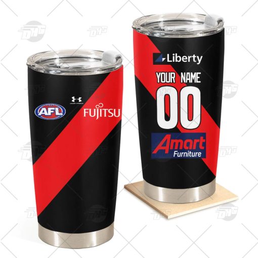 Personalise AFL Essendon Football Club 2022 Home Guernsey Stainless Steel Tumbler 20oz 30oz