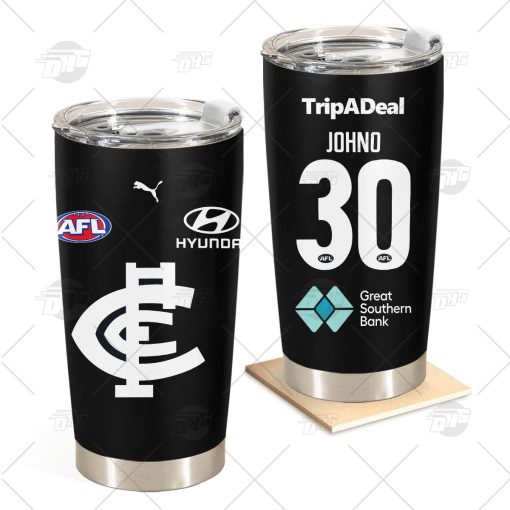 Personalise AFL Carlton Football Club 2022 Home Guernsey Stainless Steel Tumbler 20oz 30oz