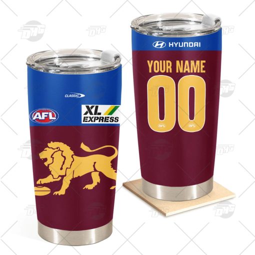 Personalise AFL Brisbane Lions 2022 Home Guernsey Stainless Steel Tumbler 20oz 30oz