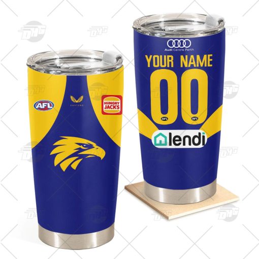 Personalise AFL West Coast Eagles 2022 Home Guernsey Stainless Steel Tumbler 20oz 30oz