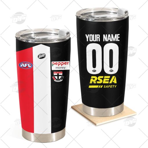 Personalise AFL St Kilda Football Club 2022 Home Guernsey Stainless Steel Tumbler 20oz 30oz