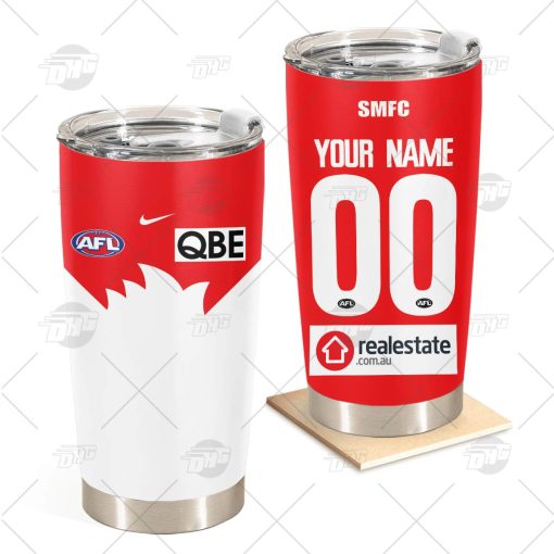 Personalise AFL Sydney Swans 2022 Home Guernsey Stainless Steel Tumbler 20oz 30oz