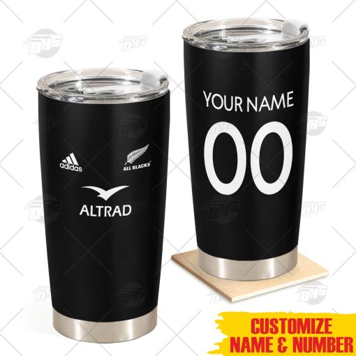 Personalise NZL Rugby All Blacks Performance 2022/23 Home Jersey Stainless Steel Tumbler 20oz 30oz