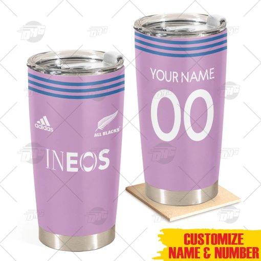 Personalise All Blacks 2023 Rugby Perforamance Jersey Bliss Lilac Stainless Steel Tumbler 20oz 30oz