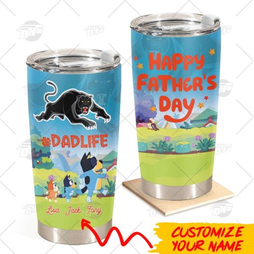 Personalise Tumbler with Your Name NRL Penrith Panthers Bluey Family Dad Life Best Gift for Father’s Day 20oz 30oz