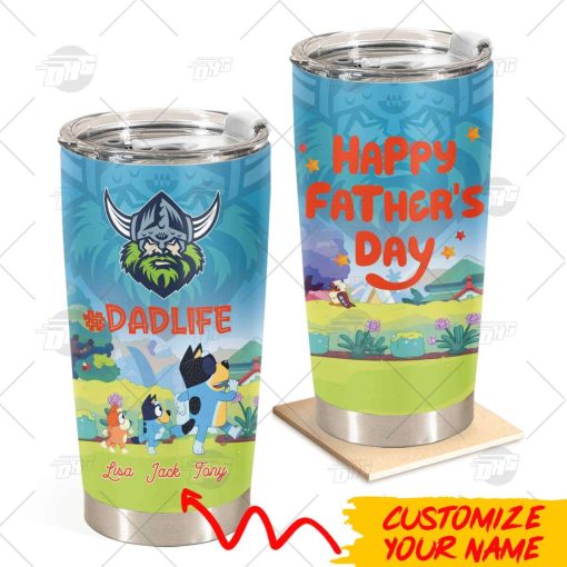 Personalise Tumbler with Your Name NRL Canberra Raiders Bluey Family Dad Life Best Gift for Father’s Day 20oz 30oz