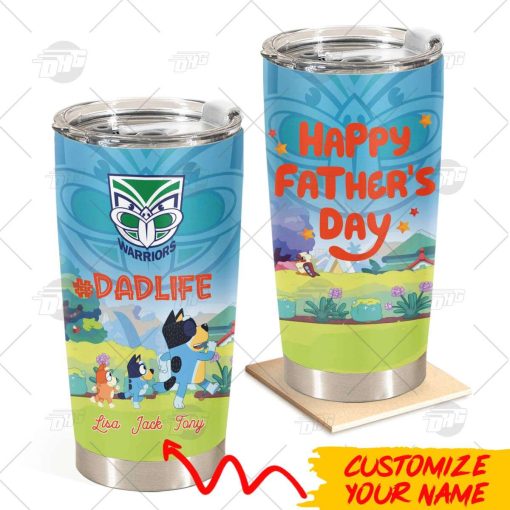 Personalise Tumbler with Your Name NRL New Zealand Warriors Bluey Family Dad Life Best Gift for Father’s Day 20oz 30oz