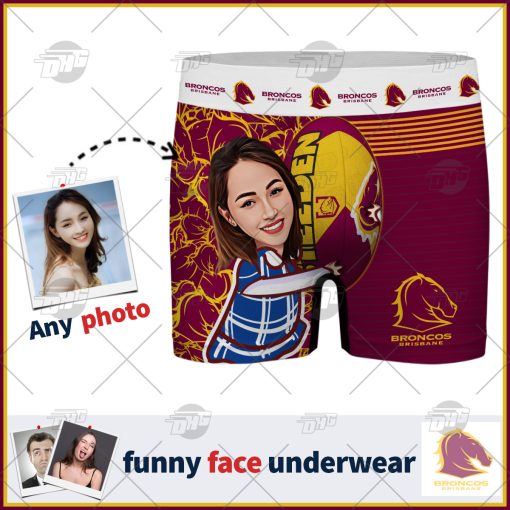 Custom men boxer NRL Brisbane Broncos with face personalized gifts for him