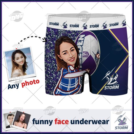 Custom men boxer NRL Melbourne Storm with face personalized gifts for him