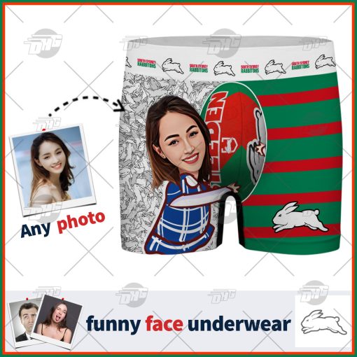 Custom men boxer NRL South Sydney Rabbitohs with face personalized gifts for him