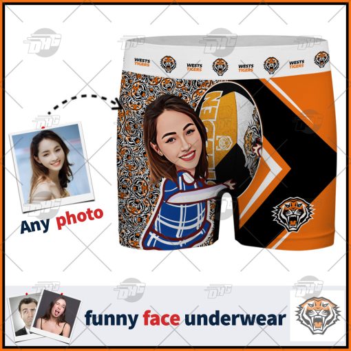 Custom men boxer NRL Wests Tigers with face personalized gifts for him