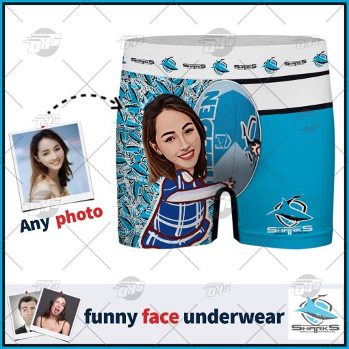 Custom men boxer NRL Cronulla-Sutherland Sharks with face personalized gifts for him