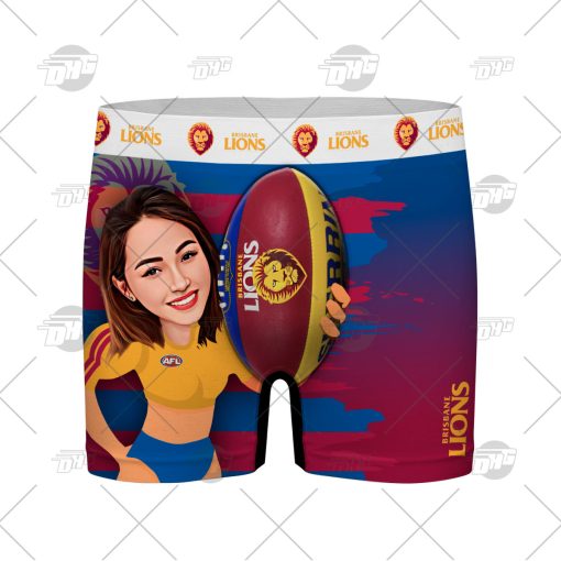 Custom men boxer with face AFL Brisbane Lions personalized gifts for him