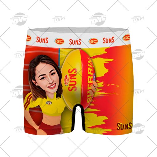 Custom men boxer with face AFL Gold Coast Suns Football Club personalized gifts for him