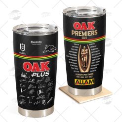 NRL Penrith Panthers 2022 Back To Back Premiers Jersey with Team Signature Stainless Steel Tumbler 20oz 30oz