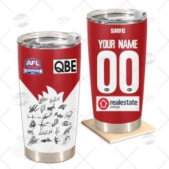 Personalised AFL 2022 Sydney Swans Grand Final Team Signatures Guernsey Stainless Steel Tumbler 20oz 30oz