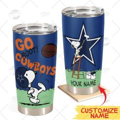 Personalize NFL Dallas Cowboys Tumbler Snoopy Stainless Steel Tumbler 20oz 30oz Best Gift