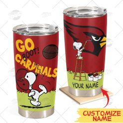 Personalize NFL Arizona Cardinals Tumbler Snoopy Stainless Steel Tumbler 20oz 30oz Best Gift
