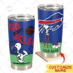 Personalize NFL Buffalo Bills Tumbler Snoopy Stainless Steel Tumbler 20oz 30oz Best Gift