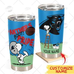 Personalize NFL Carolina Panthers Tumbler Snoopy Stainless Steel Tumbler 20oz 30oz Best Gift