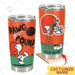 Personalize NFL Cleveland Browns Tumbler Snoopy Stainless Steel Tumbler 20oz 30oz Best Gift