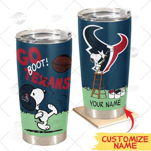 Personalize NFL Houston Texans Tumbler Snoopy Stainless Steel Tumbler 20oz 30oz Best Gift