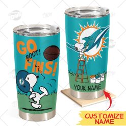 Personalize NFL Miami Dolphins Tumbler Snoopy Stainless Steel Tumbler 20oz 30oz Best Gift