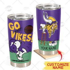 Personalize NFL Minnesota Vikings Tumbler Snoopy Stainless Steel Tumbler 20oz 30oz Best Gift