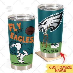 Personalize NFL Philadelphia Eagles Tumbler Snoopy Stainless Steel Tumbler 20oz 30oz Best Gift
