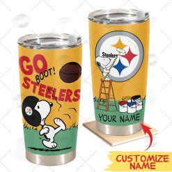 Personalize NFL Pittsburgh Steelers Tumbler Snoopy Stainless Steel Tumbler 20oz 30oz Best Gift