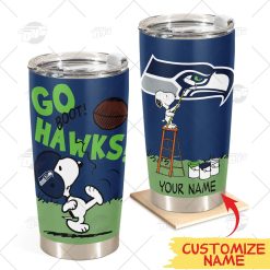 Personalize NFL Seattle Seahawks Tumbler Snoopy Stainless Steel Tumbler 20oz 30oz Best Gift
