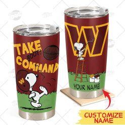 Personalize NFL Washington Commanders Tumbler Snoopy Stainless Steel Tumbler 20oz 30oz Best Gift