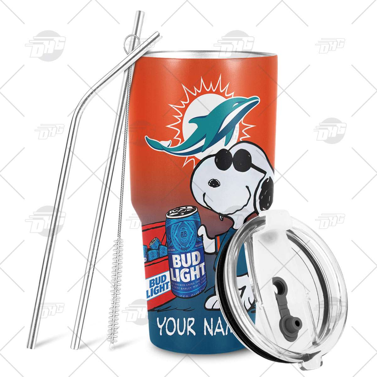 Miami Dolphins NFL Snoopy Tumbler