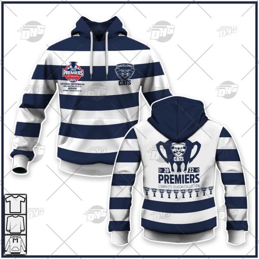 AFL Geelong Cats Premiers 2022 Hoodie Zip Long Shirt