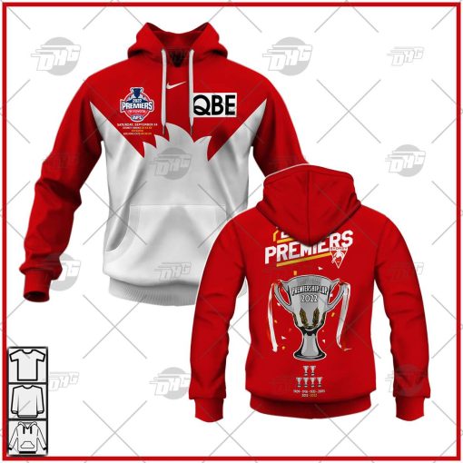 AFL Sydney Swans Premiers 2022 Hoodie Zip Long Shirt