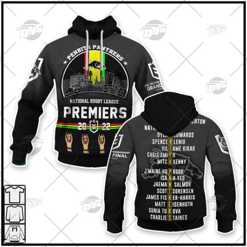 Penrith Panthers Premiers NRL Telstra Premiership Sydney 2022 Hoodie Long T-shirt Zip