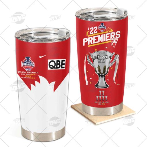 AFL Sydney Swans Premiers 2022 Stainless Steel Tumbler 20oz 30oz