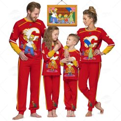 Personalized NHL Calgary Flames Jersey ft. The Simpsons Pyjamas For Family Best Christmas Gift Custom Gift for Fans