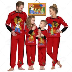 Personalized NHL Chicago Blackhawks Jersey ft. The Simpsons Pyjamas For Family Best Christmas Gift Custom Gift for Fans