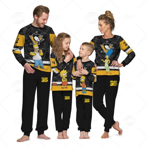 Personalized NHL Pittsburgh Penguins Jersey ft. The Simpsons Pyjamas For Family Best Christmas Gift Custom Gift for Fans