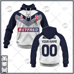 Personalise England Three Lions Rugby League World Cup Jersey 2022 Hoodie Long Tee