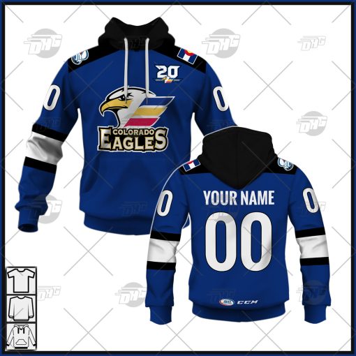 Customized AHL Colorado Eagles Premier Jersey Blue
